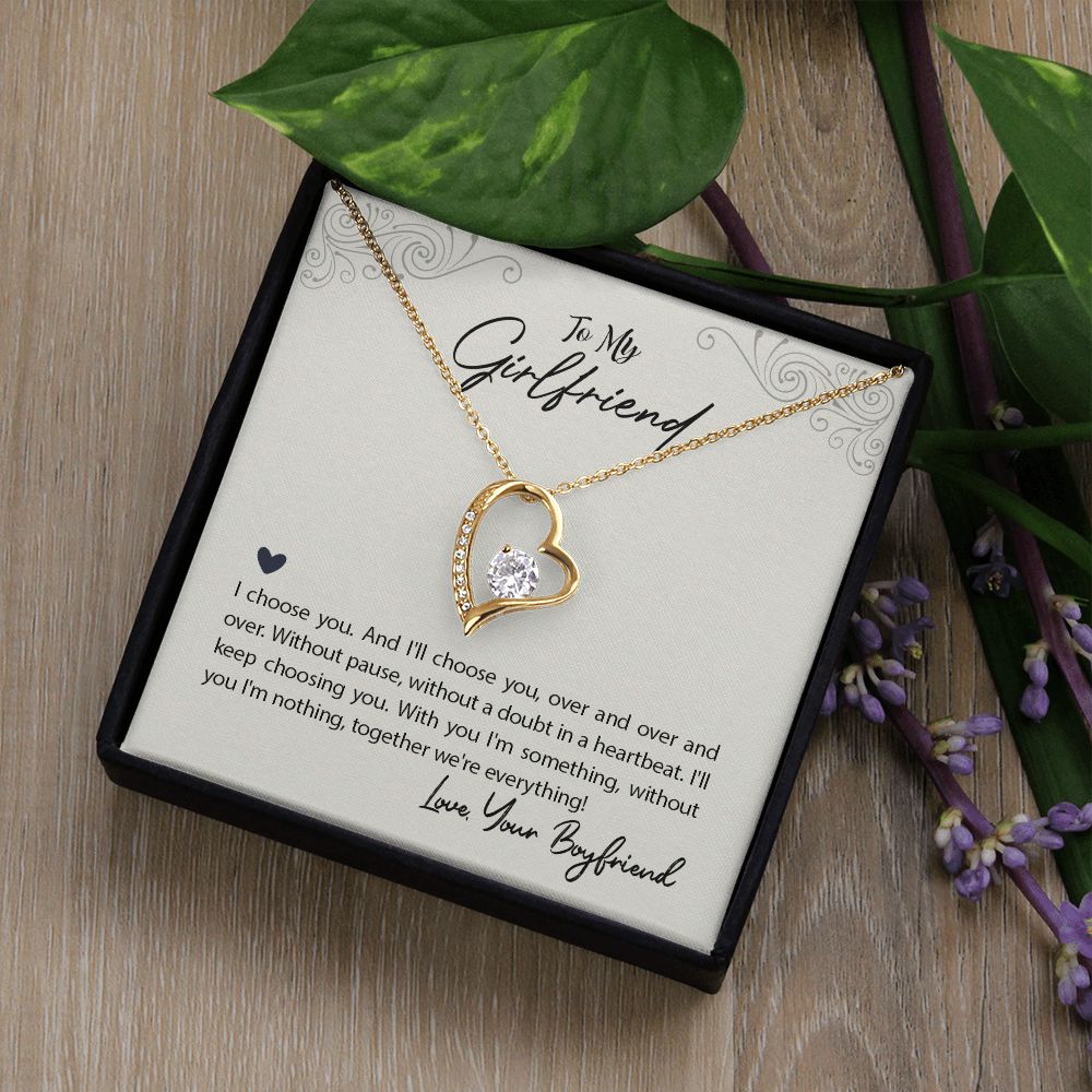 Girlfriend Gifts Forever Love Necklace from Boyfriend, White or Yellow Gold