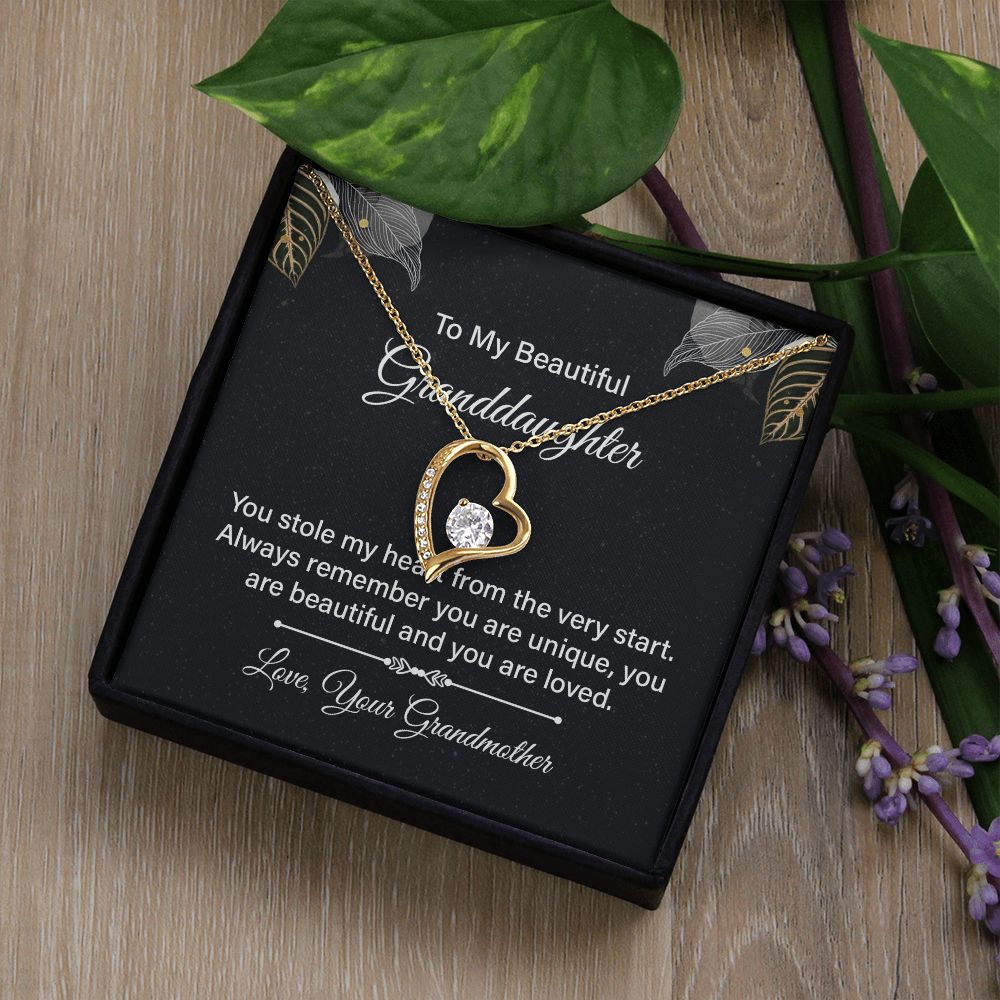 Gifts from Grandmother to Granddaughter, Heart Necklace Gift for Granddaughter