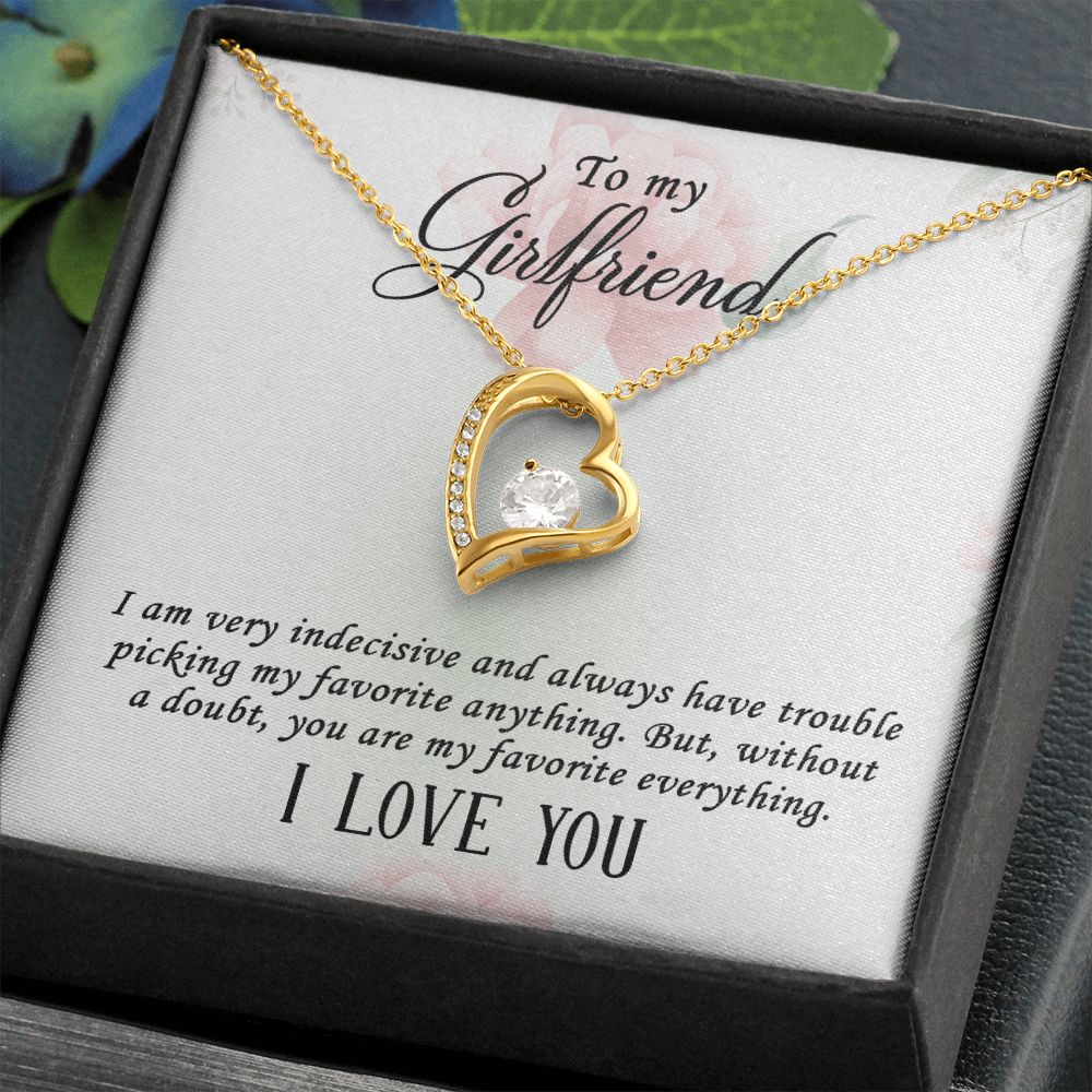 Gifts for Girlfriend Forever Love Necklace, Cubic Zirconia White or Yellow Gold Finish