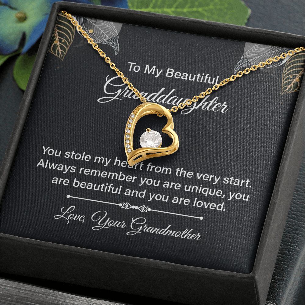 Gifts from Grandmother to Granddaughter, Heart Necklace Gift for Granddaughter