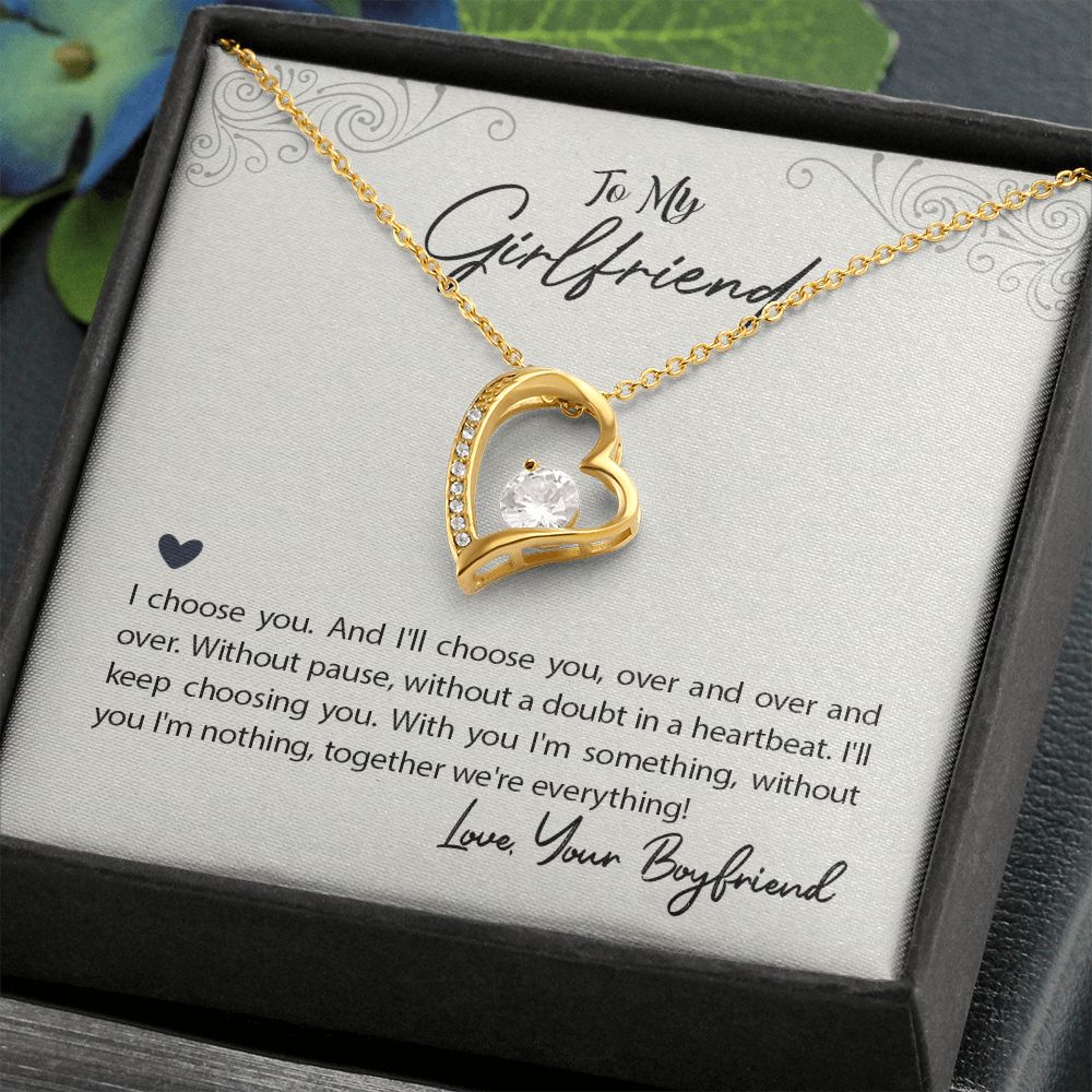 Girlfriend Gifts Forever Love Necklace from Boyfriend, White or Yellow Gold