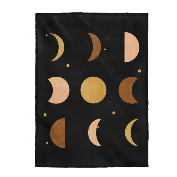 Moon Phases Velvet Plush Throw Blanket, Gifts, Velveteen Plush Blanket