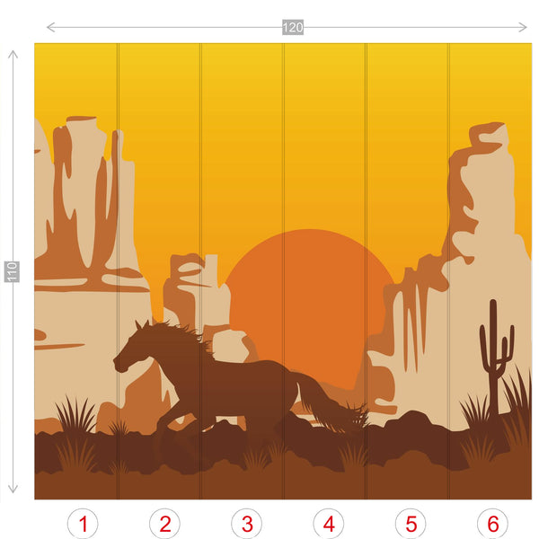 Wall Murals Wallpaper Galloping Horse Arizona Canyon 4 Sizes, Peel and stick in Sections