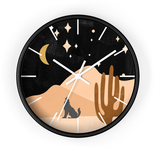 Wolf Mountain Night Wall Clock