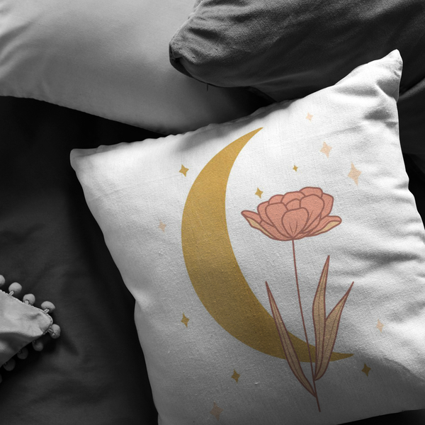 Accent Pillow, Moon Flower Throw Pillow