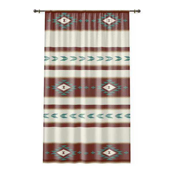 Sheer Window Curtain Sedona Falls Southwestern Print, Polyester One Sided Print, Transparent Window Curtain