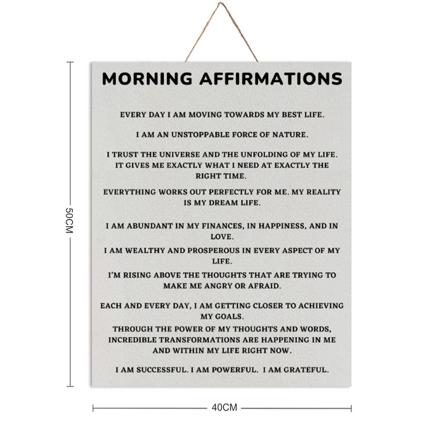 Morning Affirmations Manifesting Wooden Plaque 16" x 20"