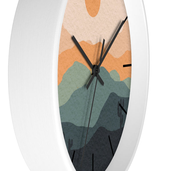Wall Clock Midwest Boho Desert Landscape Silent Tick, Choice of Frame Wall Decor Clock Nursery Decor