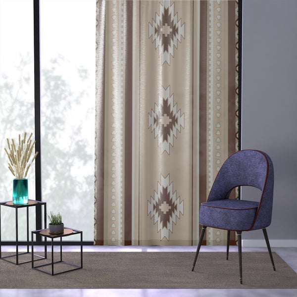 Window Curtain Sheer Beige Mohave Southwestern Print Single Curtain for Window