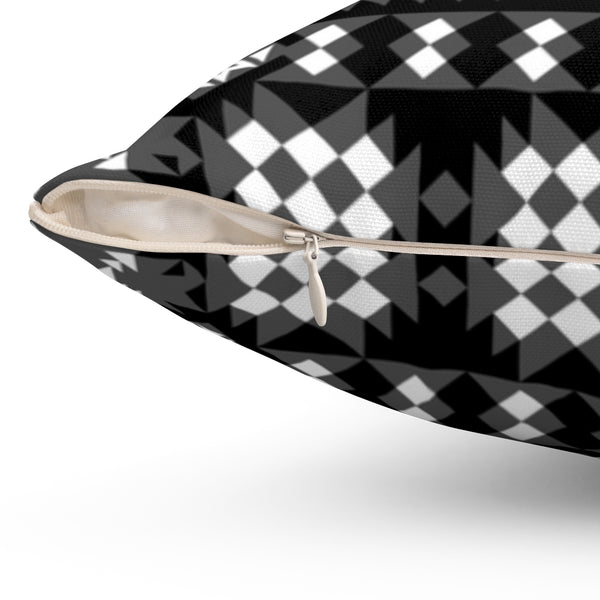 Southwestern Throw Pillow Black White Spun Polyester Square Pillow