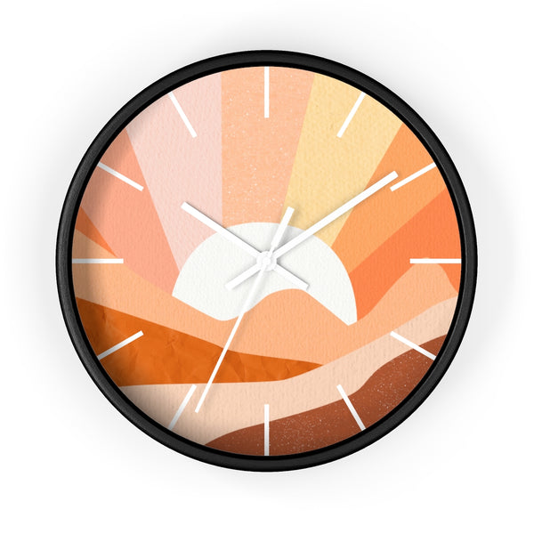 Wall Clock Silent Tick Sunrise Modern Landscape Clock for Wall Bohemian