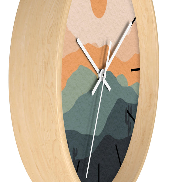 Wall Clock Midwest Boho Desert Landscape Silent Tick, Choice of Frame Wall Decor Clock Nursery Decor
