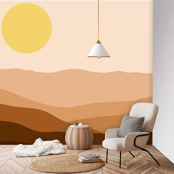 Wall Mural Wallpaper High Sun Desert Wall Decor Art, 4 Sizes