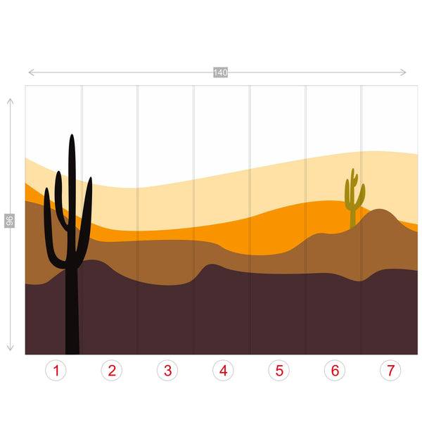 Wallpaper Wall Murals 4 Sizes Desert Cactus Scene, Easy to Use and remove