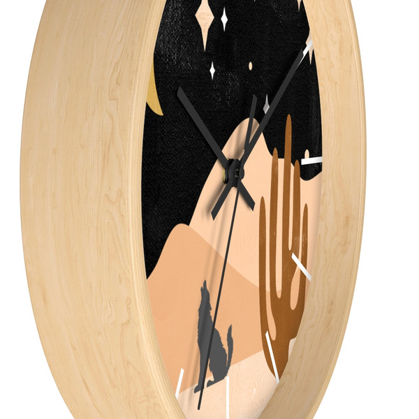 Wolf Mountain Night Wall Clock
