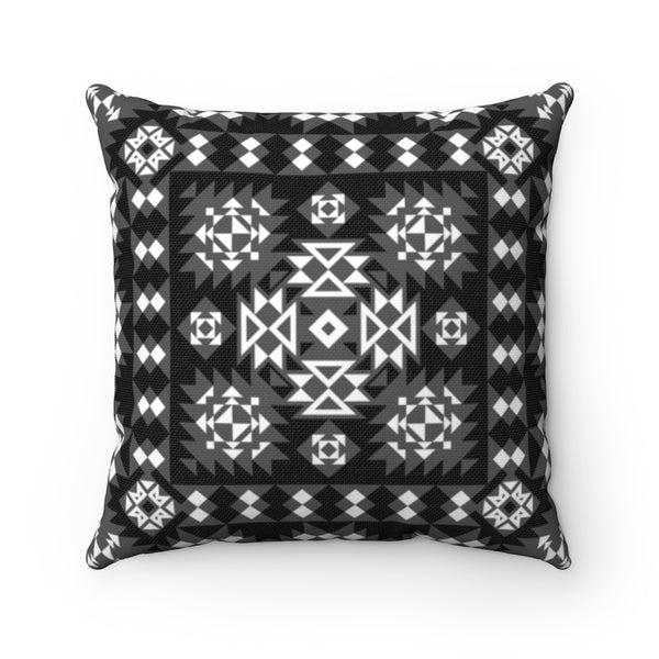 Southwestern Throw Pillow Black White Spun Polyester Square Pillow