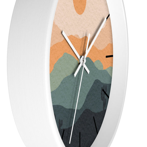 Wall Clock Midwest Boho Desert Landscape Silent Tick, Choice of Frame Wall Decor Clock Nursery Decor