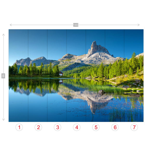 Wall Murals Wallpaper Mountain Lake Getaway, 4 Sizes Wall Decor Scenic