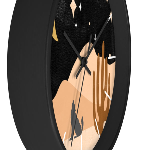 Wolf Mountain Night Wall Clock