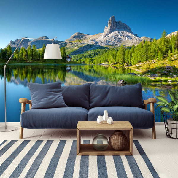 Wall Murals Wallpaper Mountain Lake Getaway, 4 Sizes Wall Decor Scenic