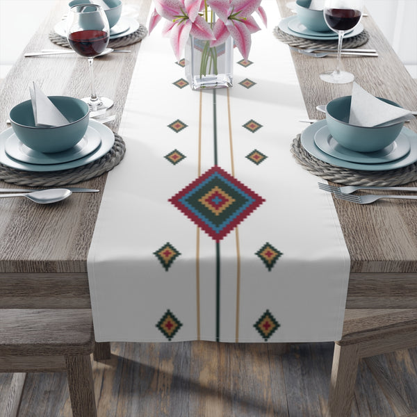 Camino de mesa Algodón o Poliéster White Diamond Southwestern Runner para mantelería de cocina