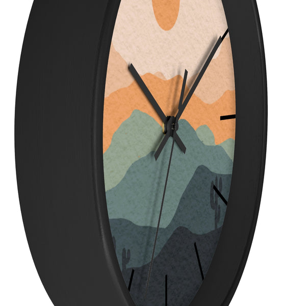 Wall Clock Midwest Boho Desert Landscape Silent Tick, Choice of Frame Wall Decor Clock Nursery Decor