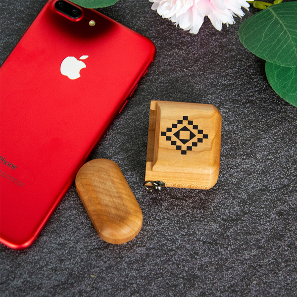 Wooden Case for Bluetooth Earphones Aztec Motif 1st & 2nd Generation