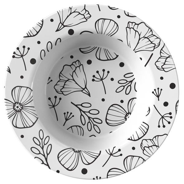 Simplistic Floral Decorative Plastic Dinner Bowl