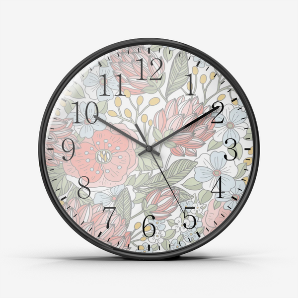 Wall Clock Silent Non Ticking Quality Quartz Floral Design