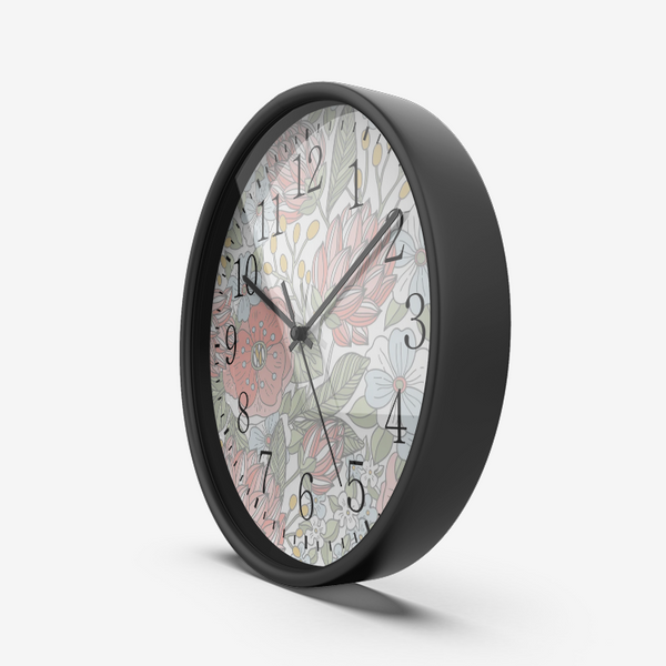 Wall Clock Silent Non Ticking Quality Quartz Floral Design