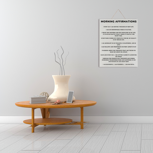 Morning Affirmations Manifesting Wooden Plaque 16" x 20"