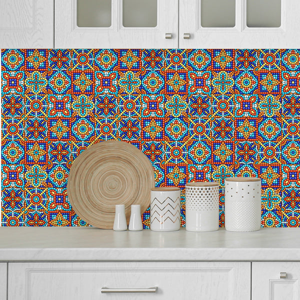 Wallpaper Panels Bold Mosaic Print Multiple Sizes, Samples Easy to Use for Any Room