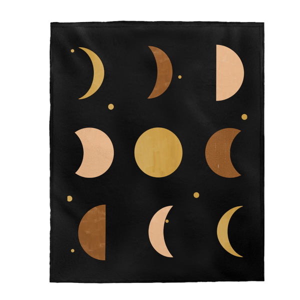 Moon Phases Velvet Plush Throw Blanket, Gifts, Velveteen Plush Blanket