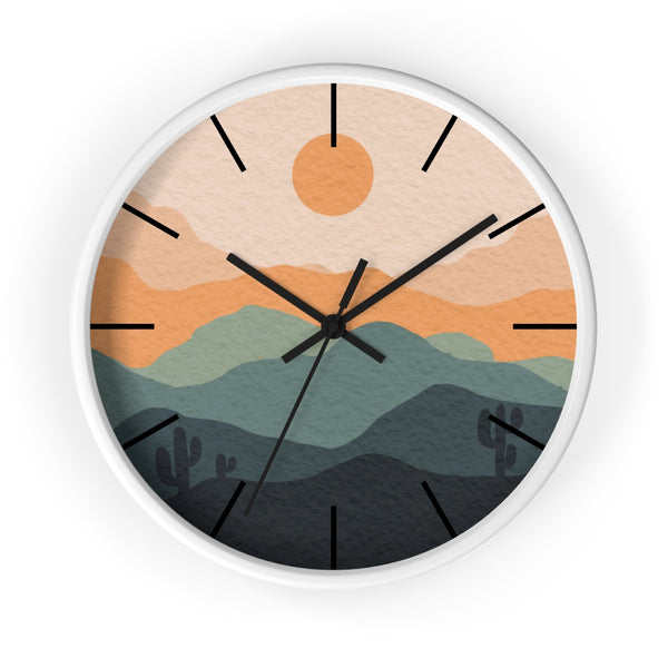 Wall Clock Midwest Boho Desert Landscape Silent Tick, Choice of Frame Wall Decor Clock Nursery Decor
