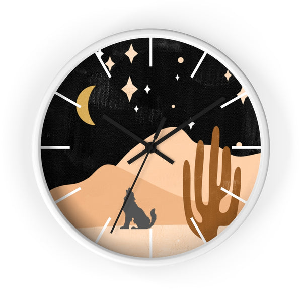 Wolf Mountain Night Wall Clock
