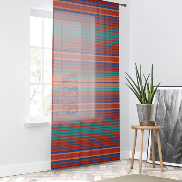 Sheer Window Curtain Lakeshore Ridge, One Sided Print Polyester 50"x84", One Piece Sheer Window Curtain