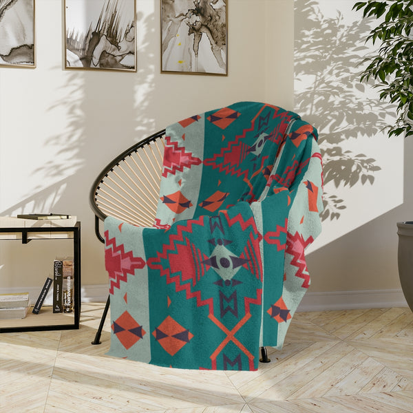 Velveteen Minky Blanket Sahara Sunset Southwestern Throw Blanket