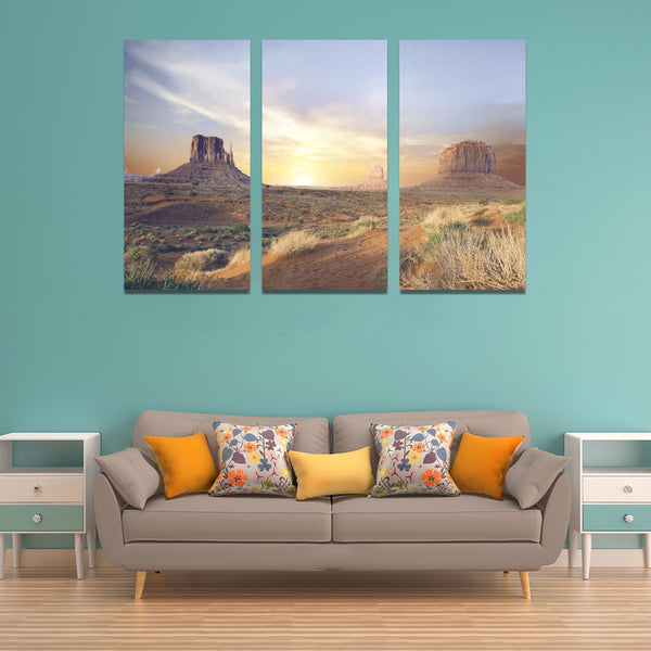 Desert Canyon Framed Canvas Art Prints Set X (3 Pieces) (Made In USA)