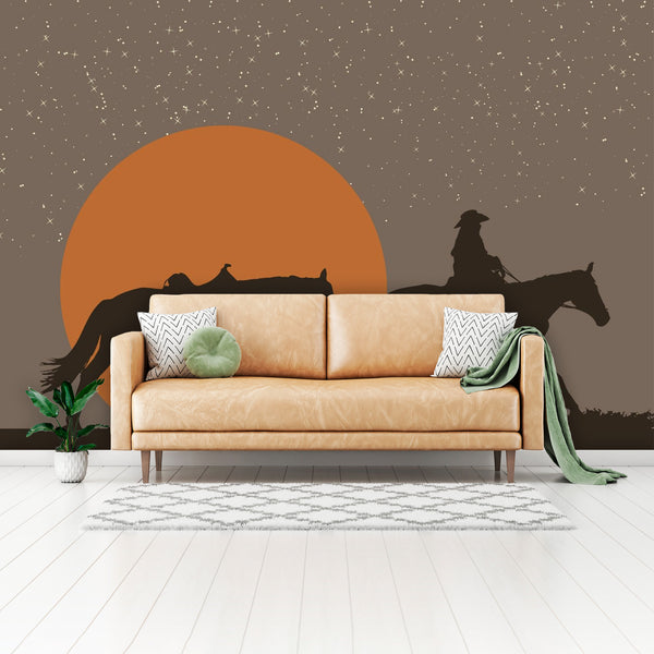 Wall Mural Wallpaper Western Rustic Cowboy Decor Wall Art Decor 4 Sizes Easy to Use, Easy to Remove