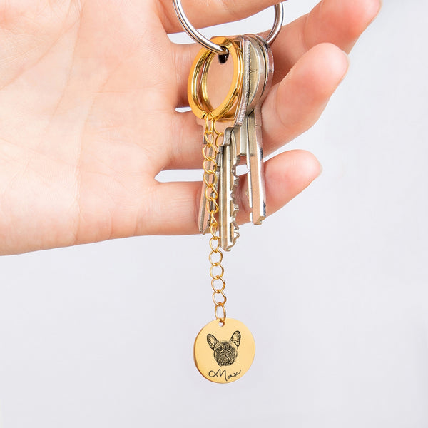 Pet Portrait Keychain for Pets, Dog Lover Gifts for Pet Parents