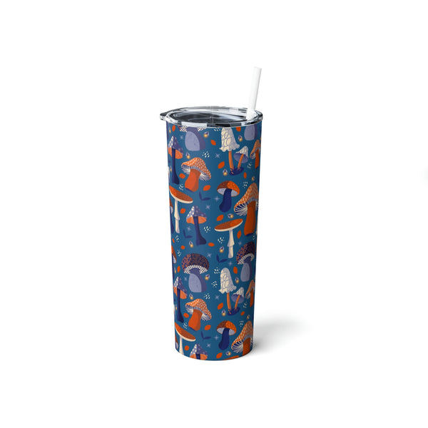 20 oz Skinny Steel Tumbler with Straw, Mushroom Lover Cup