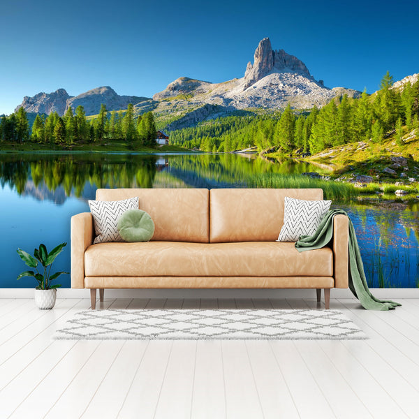 Wall Murals Wallpaper Mountain Lake Getaway, 4 Sizes Wall Decor Scenic