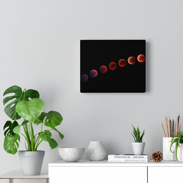 Wall Art Canvas, Red Moon Phases, Wall Art, Wall Decor, Canvas Print, Space Print