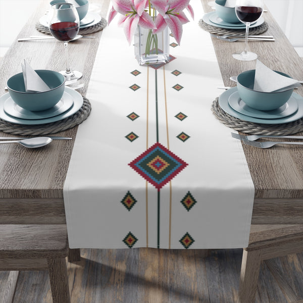 Camino de mesa Algodón o Poliéster White Diamond Southwestern Runner para mantelería de cocina
