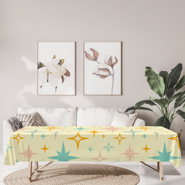 Retro Starburst Tablecloth, Kitchen Table Linens Retro Modern