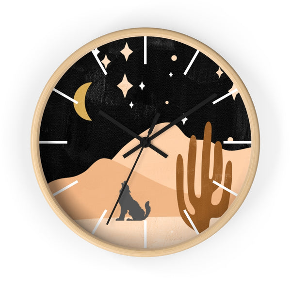 Wolf Mountain Night Wall Clock