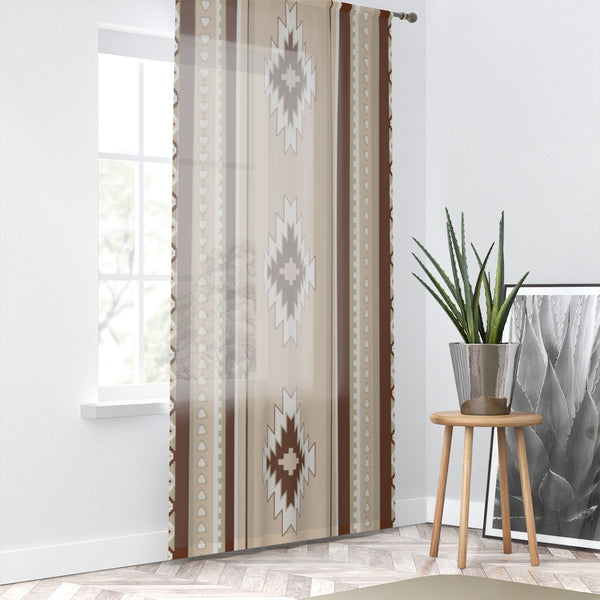 Window Curtain Sheer Beige Mohave Southwestern Print Single Curtain for Window