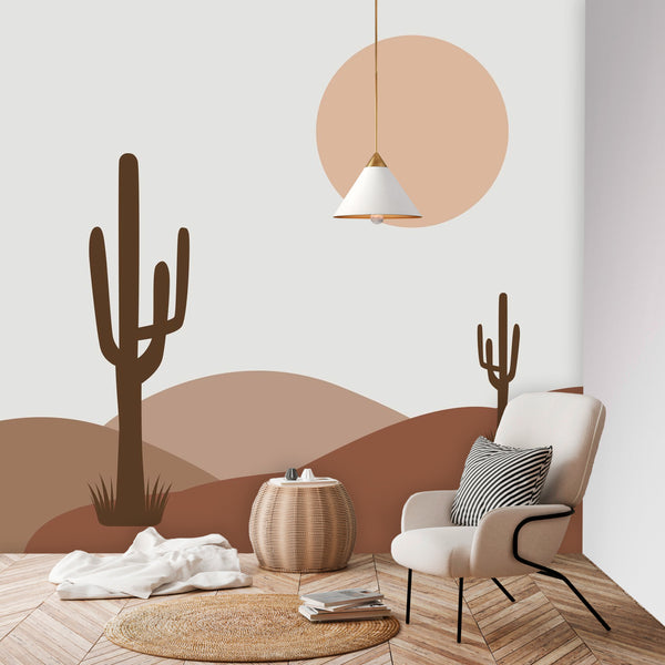 Wall Murals Desert Valley Wallpaper Home Decor Wall Decor Cactus Desert Full Moon Joshua Tree
