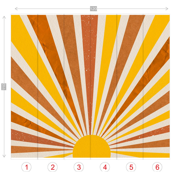 Wall Mural Retro Sunburst 4 Sizes Wall Organic Inks Self Adhesive Bohemian Wall Decor