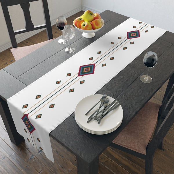 Camino de mesa Algodón o Poliéster White Diamond Southwestern Runner para mantelería de cocina